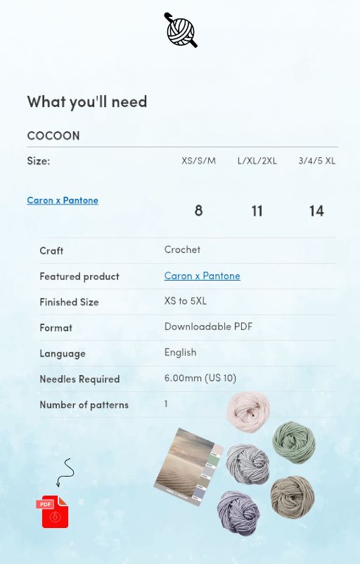 Crochet Cocoon in Caron x Pantone - Downloadable PDF